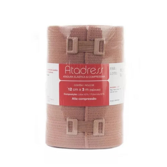 ATADRESS ATADURA ELÁSTICA E COMPRESSIVA ALTA ELASTICIDADE 12CM X 3M (EM REPOUSO)